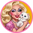 HowMuchBeauty mascot, a cartoon girl holding a white kitten